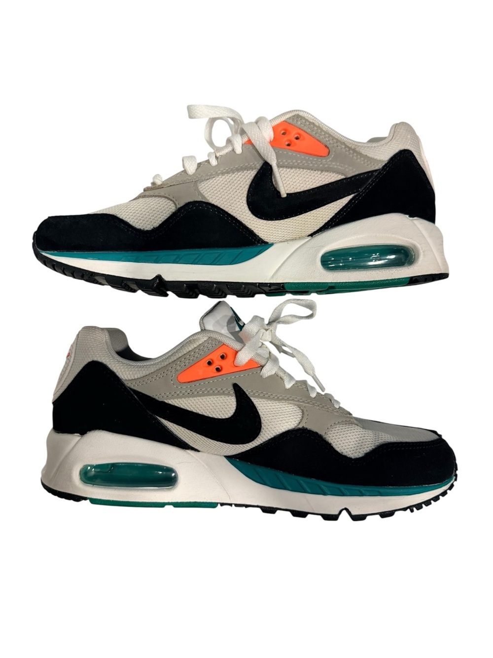Nike Air Max Correlate Low-Top Sneakers in White, Black with Teal & Orange 8.5